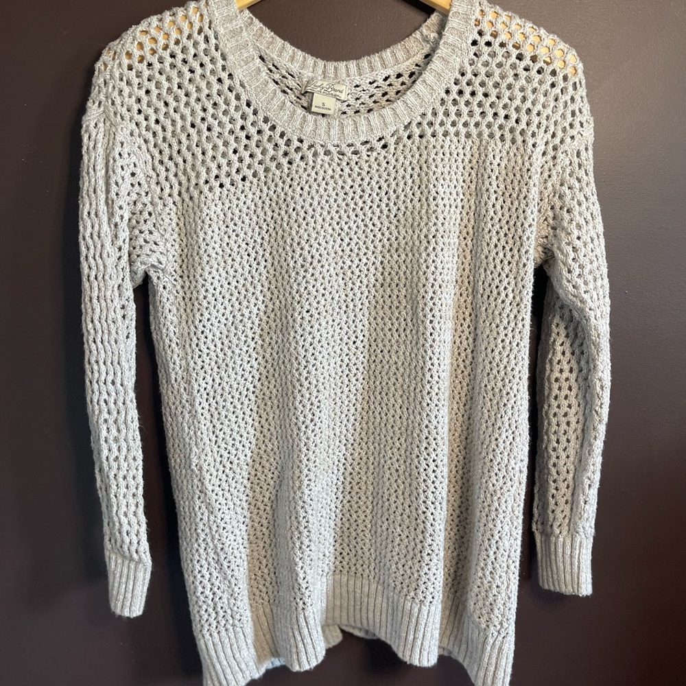 Lucky Brand Gray Crew Neck Sweater with Textured Knit